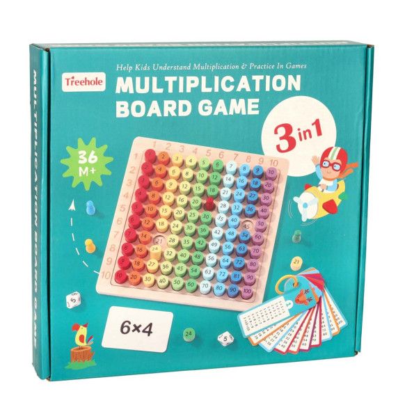 Joc educativ de înmulțire din lemn  3v1 - Inlea4Fun MULTIPLICATION BOARD GAME