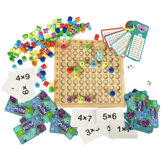 Joc educativ de înmulțire din lemn  3v1 - Inlea4Fun MULTIPLICATION BOARD GAME