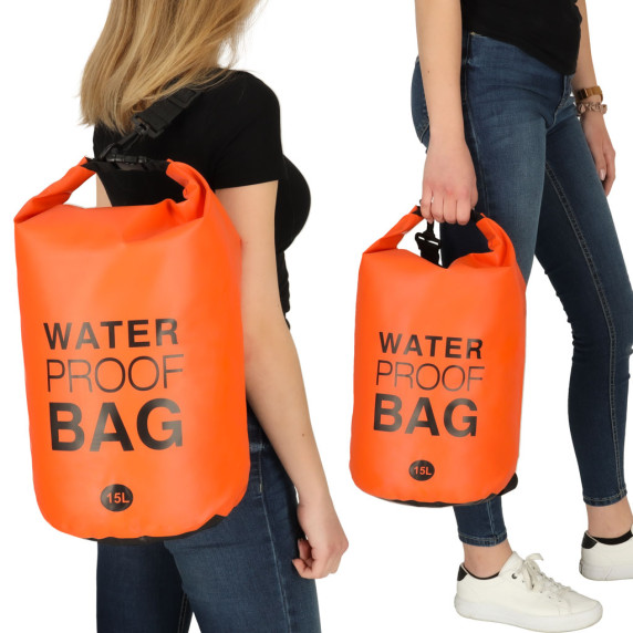 Geantă impermeabilă - 15 litri - Water proof bag - portocaliu