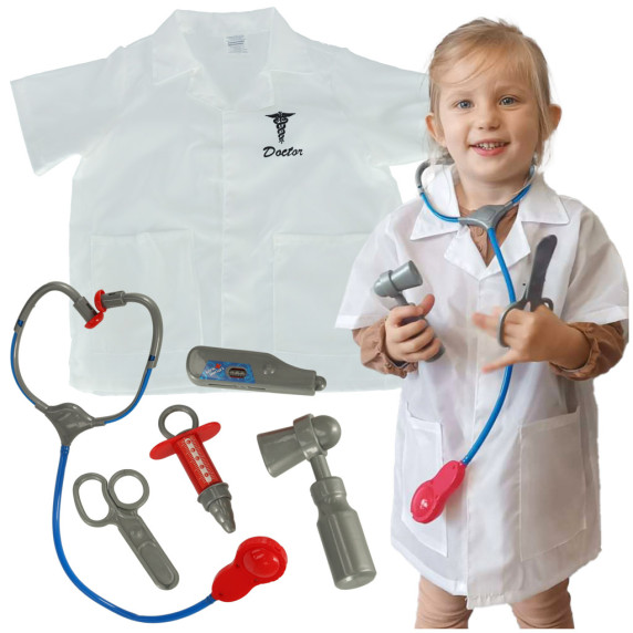 Costum medic pentru copii cu accesorii  pentru vârstele 3-8 ani - Inlea4Fun DOCTOR