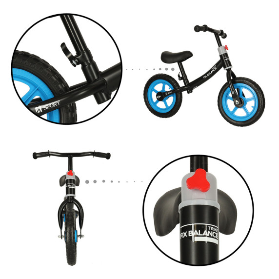 Bicicletă echilibru fără pedale TRIKE FIX Balance - negru și albastru