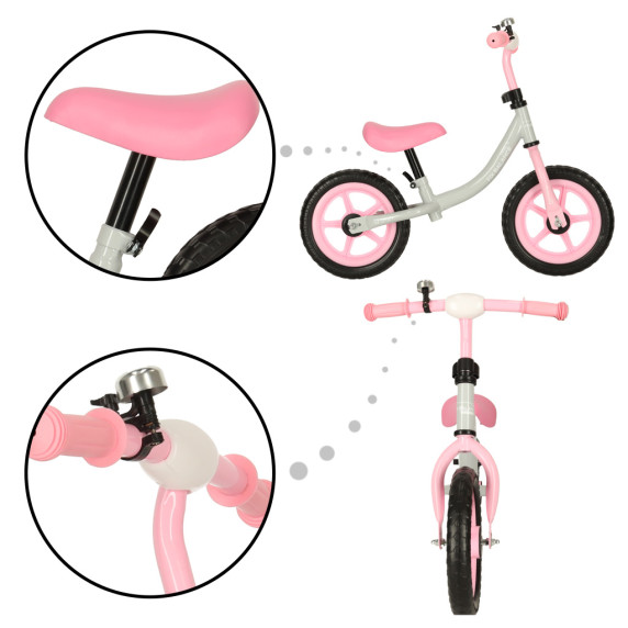 Bicicletă echilibru fără pedale TRIKE FIX Balance - albă și roz