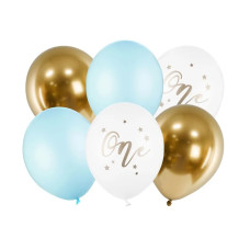 Baloane pentru prima aniversare - 6 baloane - 30 cm PARTY DECO - albastru Preview