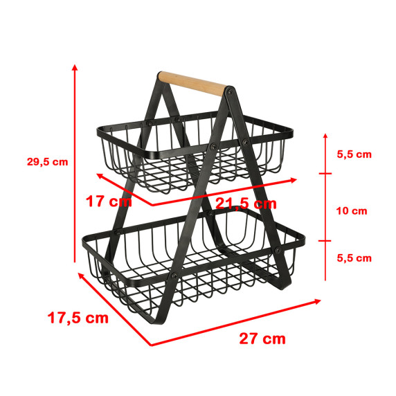 Cos pentru fructe cu 2 niveluri 27 x 17 x 29,5 cm