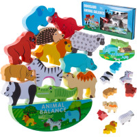 Joc de echilibru din lemn - Inlea4Fun ANIMAL BALANCE - animalele de safari 