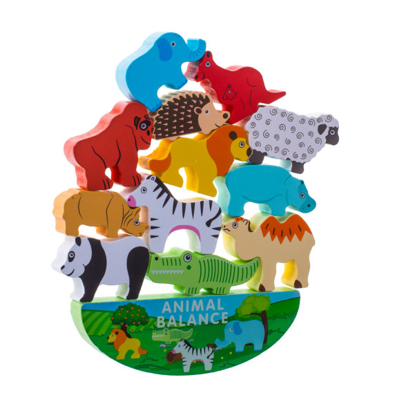 Joc de echilibru din lemn - Inlea4Fun ANIMAL BALANCE - animalele de safari