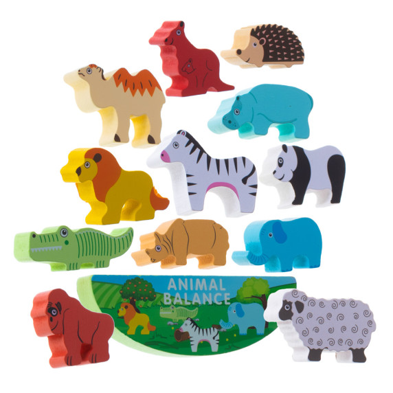 Joc de echilibru din lemn - Inlea4Fun ANIMAL BALANCE - animalele de safari