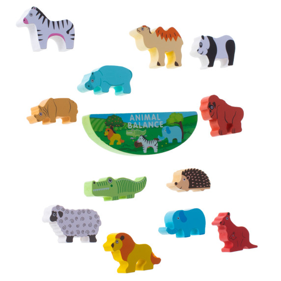 Joc de echilibru din lemn - Inlea4Fun ANIMAL BALANCE - animalele de safari