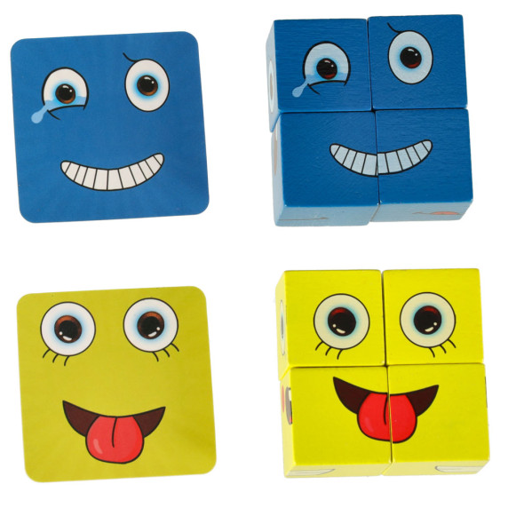 Puzzle cub din lemn Inlea4Fun - Inlea4Fun SMILING FACE