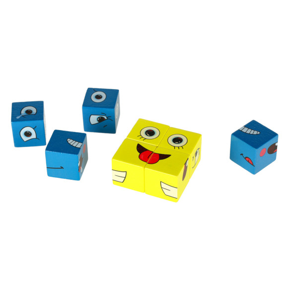 Puzzle cub din lemn Inlea4Fun - Inlea4Fun SMILING FACE