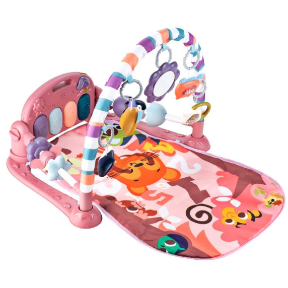 Covoraș educațional cu pian Inlea4Fun BABY FITNESS BLANKET  - roz