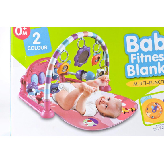 Covoraș educațional cu pian Inlea4Fun BABY FITNESS BLANKET  - roz