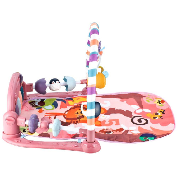 Covoraș educațional cu pian Inlea4Fun BABY FITNESS BLANKET  - roz