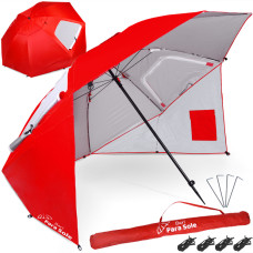 Umbrela tip cort de plaja 240 cm UPF 50+ Chalkidiki Para Sole - roșu Preview