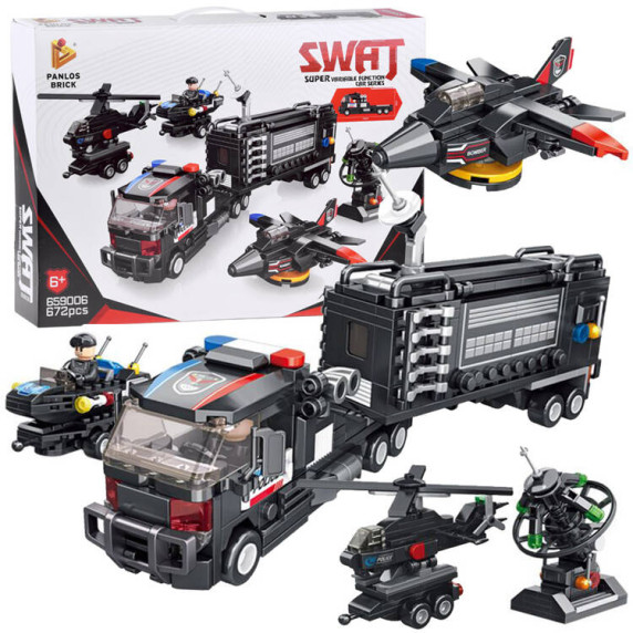 Set de construcție 6în1 vehicule SWAT - 672 piese - Inlea4Fun