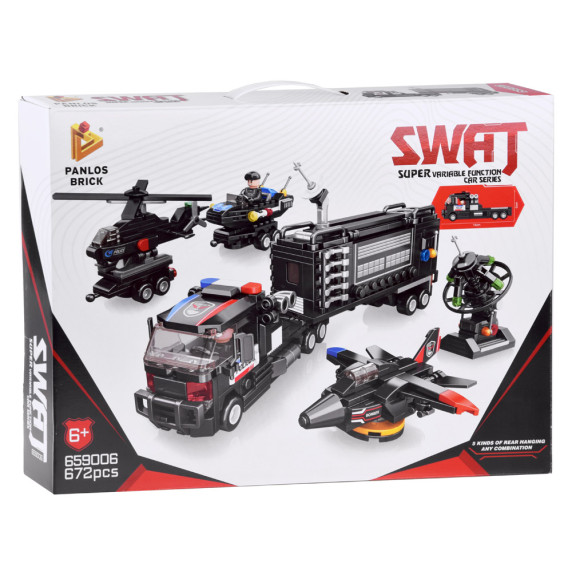 Set de construcție 6în1 vehicule SWAT - 672 piese - Inlea4Fun