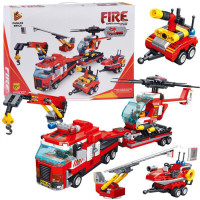 Elicopter de pompieri din cărămizi 646 piese - Inlea4Fun FIRE 