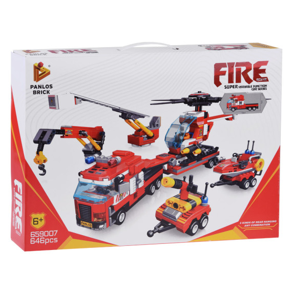 Elicopter de pompieri din cărămizi 646 piese - Inlea4Fun FIRE