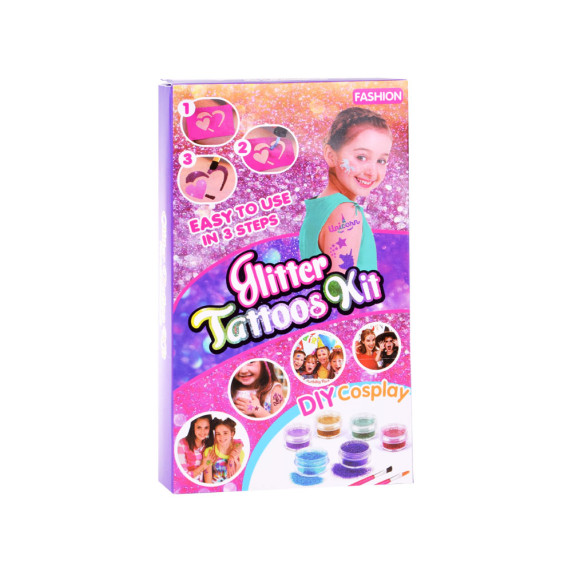 Set tatuaje cu sclipici în 24 de culori - Inlea4Fun GLITTER TATTOS KIT