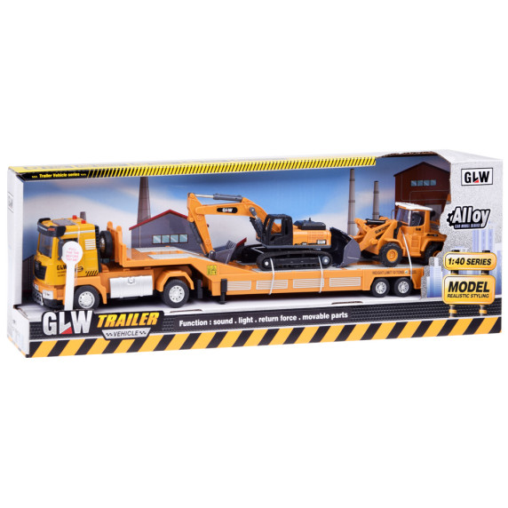 Camion interactiv cu remorcă, excavator și buldozer - Inlea4Fun GLW TRAILER