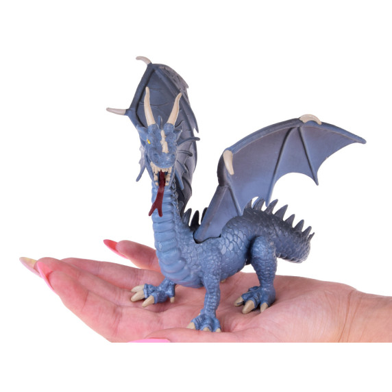 Figurină Dragon Gri Majestic cu aripi flexibile - Inlea4Fun