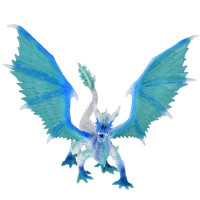 Figurină Dragon de gheață cu aripi mobile -  Inlea4Fun - albastru/alb 