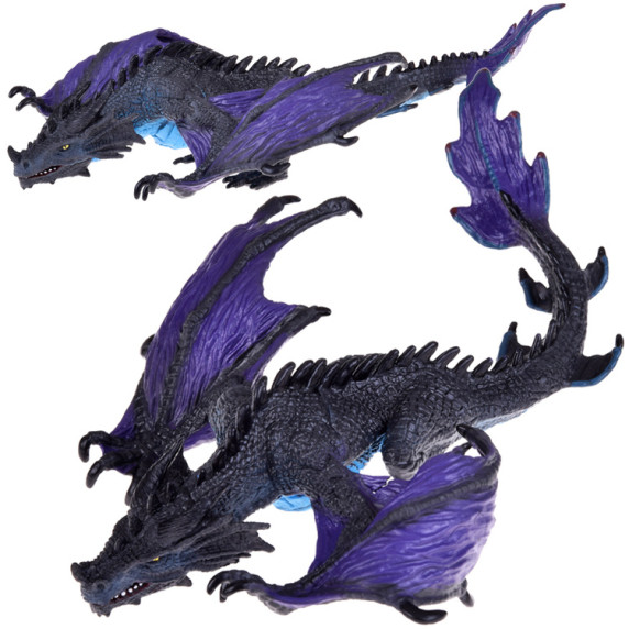 Figurină Dragon 20 cm Inlea4Fun - negru/mov