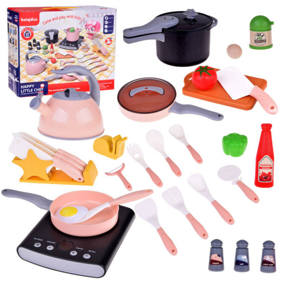 Set ustensile de bucatarie cu aragaz si accesorii - Inlea4Fun HAPPY LITTLE CHEF