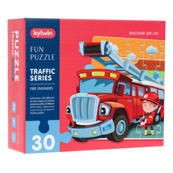 Puzzle 30 piese - Inlea4Fun SERIA TRAFIC KYLWIN - mașină de pompieri