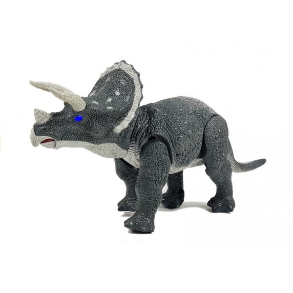 Figurină dinozaur cu efecte lumini și sunet Triceratops Inlea4fun - gri