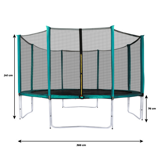 Trambulină cu diametrul de 366 cm cu plasă de siguranță externă și scară - Aga SPORT PRO MRP1012DG - verde închis