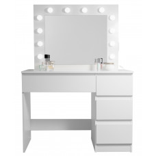Masă de toaletă cu 4 sertare, priză și cu iluminare LED - alb lucios - Aga MRDT05-GW-S Preview