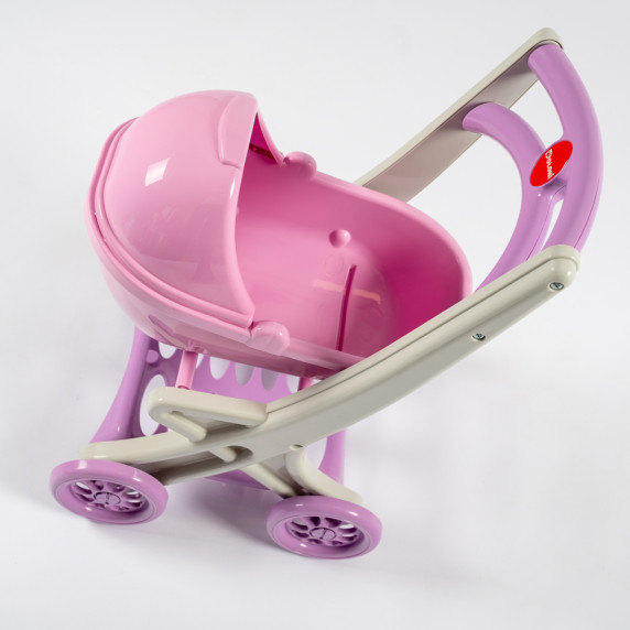 Cărucior de jucărie din plastic - DOLONI Toys - Roz-gri