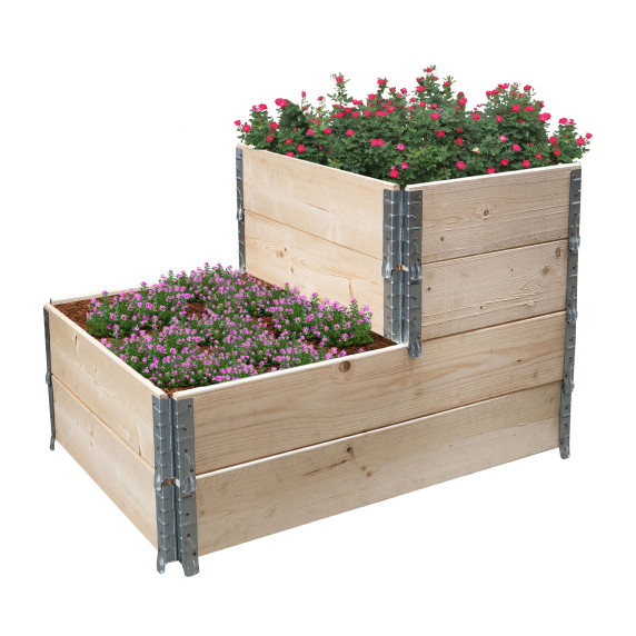 Pat înălțat pentru flori și plante 120x80x80 cm AGA SET - 2X 120x80x20cm+2X 60x80x20cm