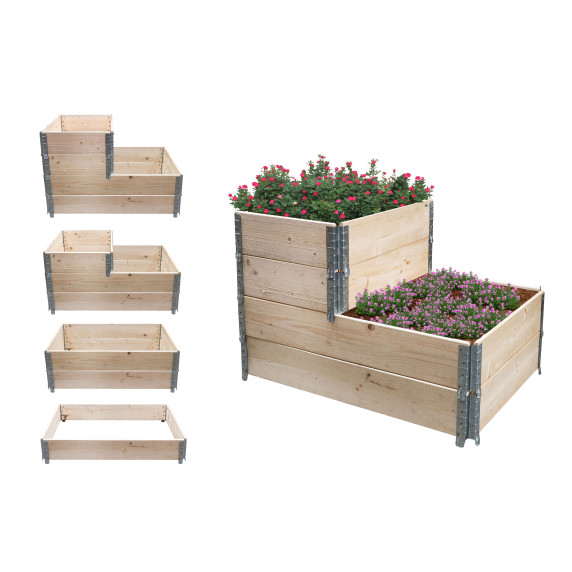 Pat înălțat pentru flori și plante 120x80x80 cm AGA SET - 2X 120x80x20cm+2X 60x80x20cm