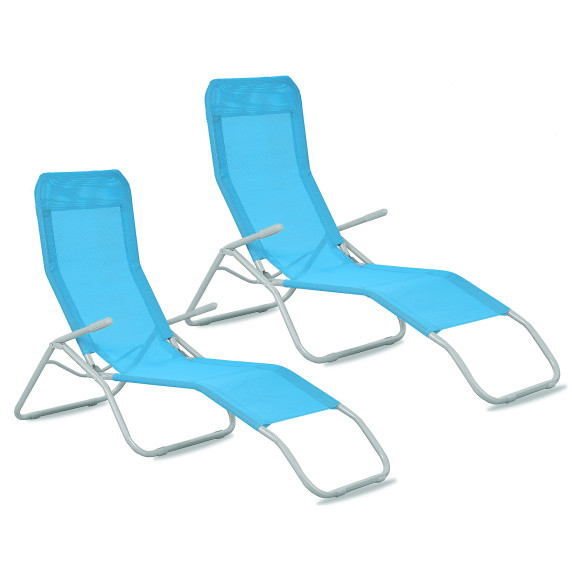 Șezlong de grădină 2 buc - AGA SIESTA MR4250-LightBlue/2x MC372171P - albastru deschis 