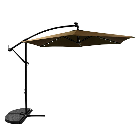 Umbrelă de soare de grădină cu iluminare LED 300 cm - marou - MR2024 