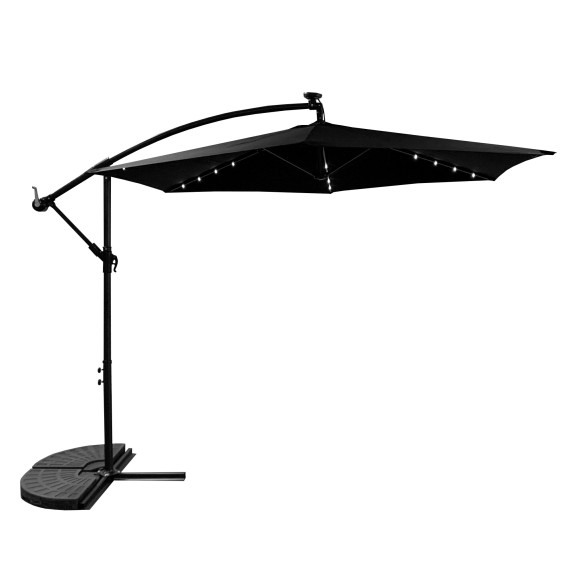 Umbrelă de soare de grădină cu iluminare LED 300 cm - negru