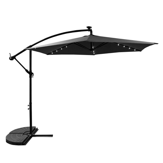 Umbrelă de soare de grădină cu iluminare LED 300 cm - gri