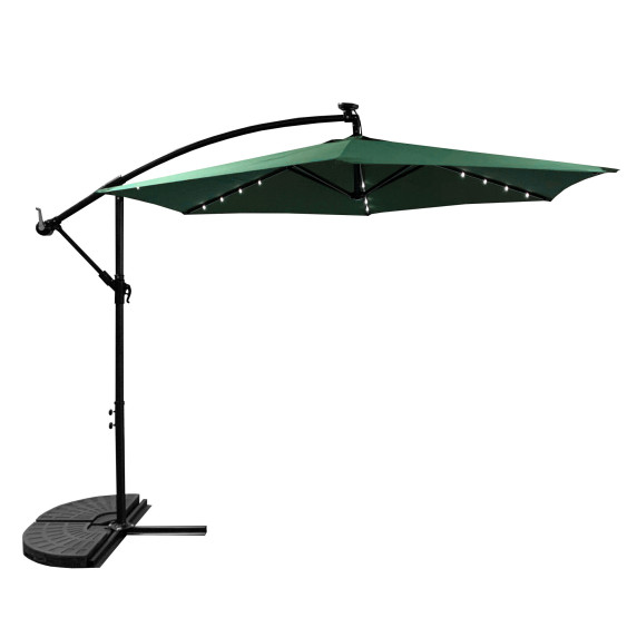 Umbrelă de soare de grădină cu iluminare LED 300 cm -  AGA MR2024-D - Verde inchis