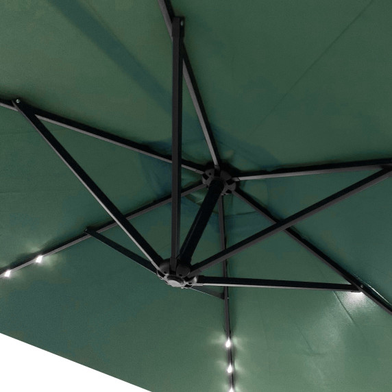 Umbrelă de soare de grădină cu iluminare LED 300 cm -  AGA MR2024-D - Verde inchis