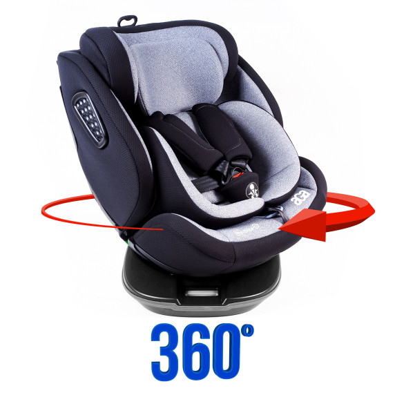 Scaun auto Aga i-Size 360° 0-36 kg Negru/Gri deschis