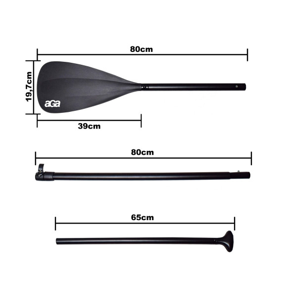 Placă Paddleboard/SUP - AGA DS2204 320 x 81 x 15 cm - negru