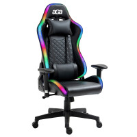 Scaun  Gaming cu iluminare de fundal RGB - AGA DS5002 - Negru 