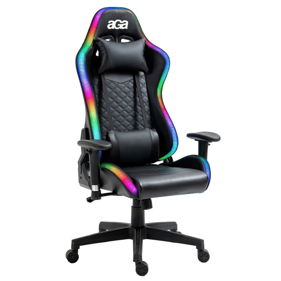 Scaun  Gaming cu iluminare de fundal RGB - AGA DS5002 - Negru